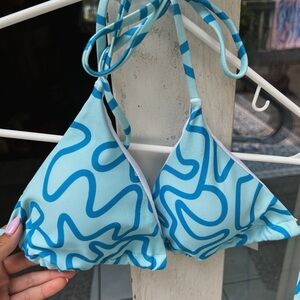 Turquoise + Blue design bikini top
